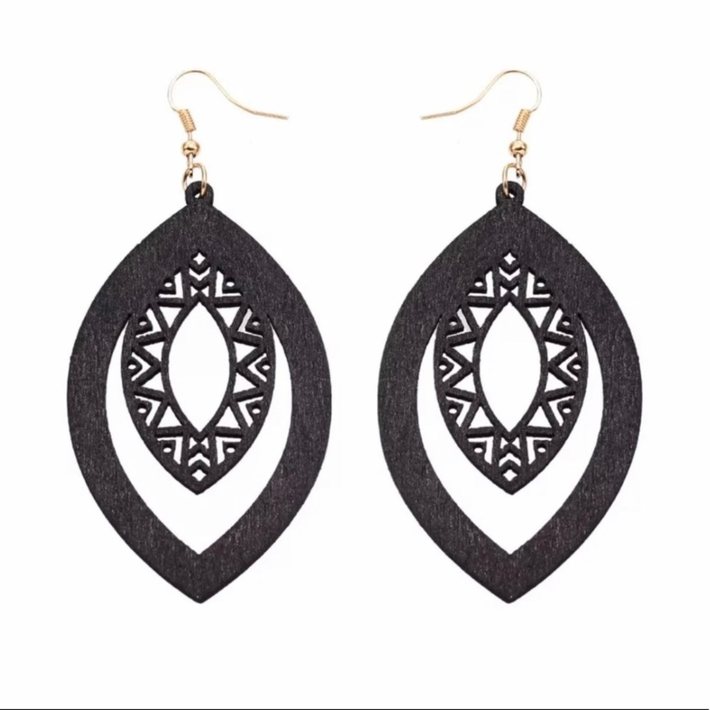 Wooden Handmade Dangle Earrings